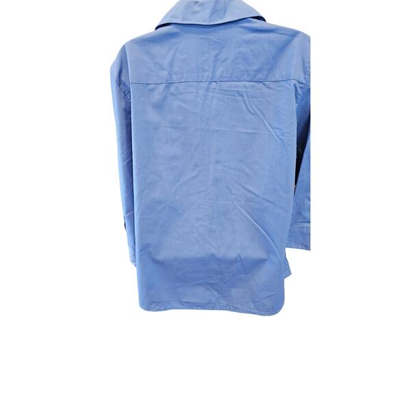 Foxcroft sz 16P 16 PETITE blue wrinkle free career casual work shirt *FLAW* - Picture 2 of 8